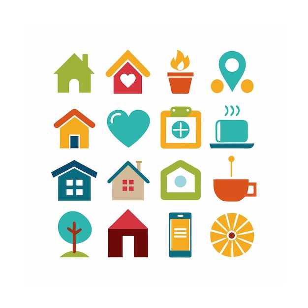 Ilustración vectorial del conjunto de iconos para el hogar y la vida