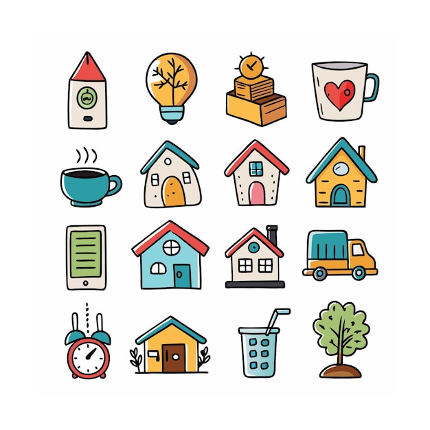 Ilustración vectorial del conjunto de iconos para el hogar y la vida