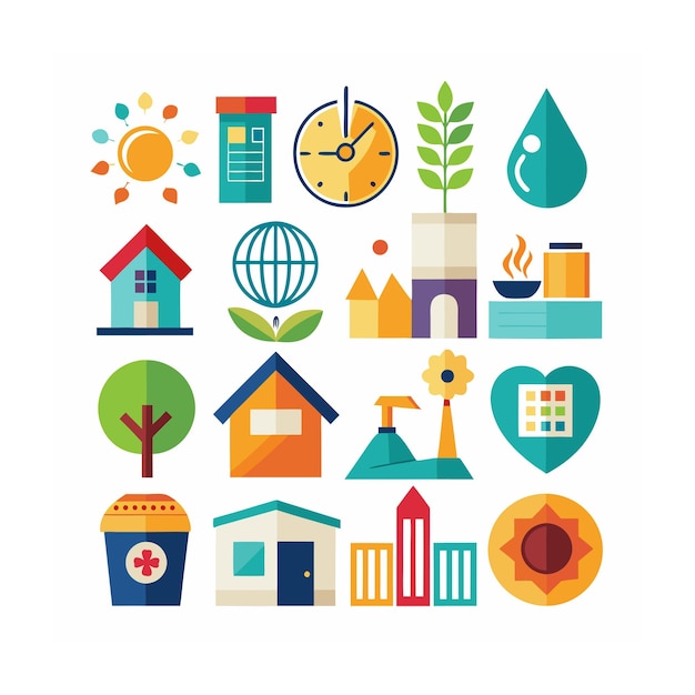 Ilustración vectorial del conjunto de iconos para el hogar y la vida