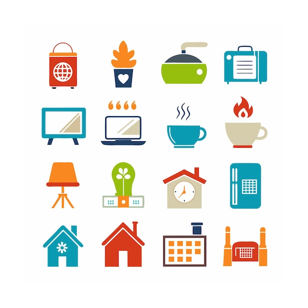 Ilustración vectorial del conjunto de iconos para el hogar y la vida