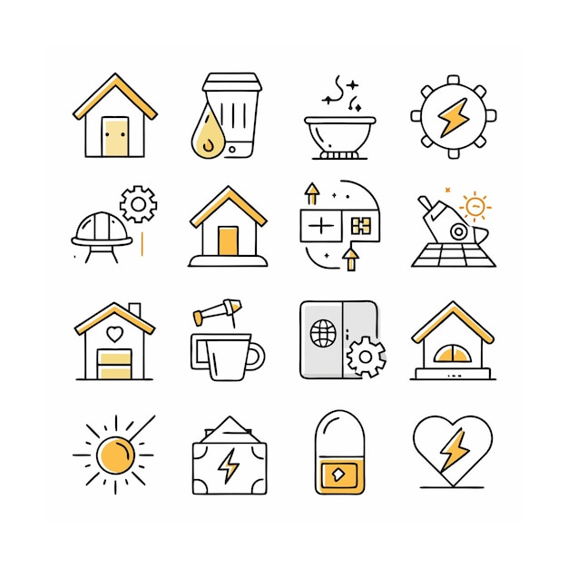 Ilustración vectorial del conjunto de iconos para el hogar y la vida