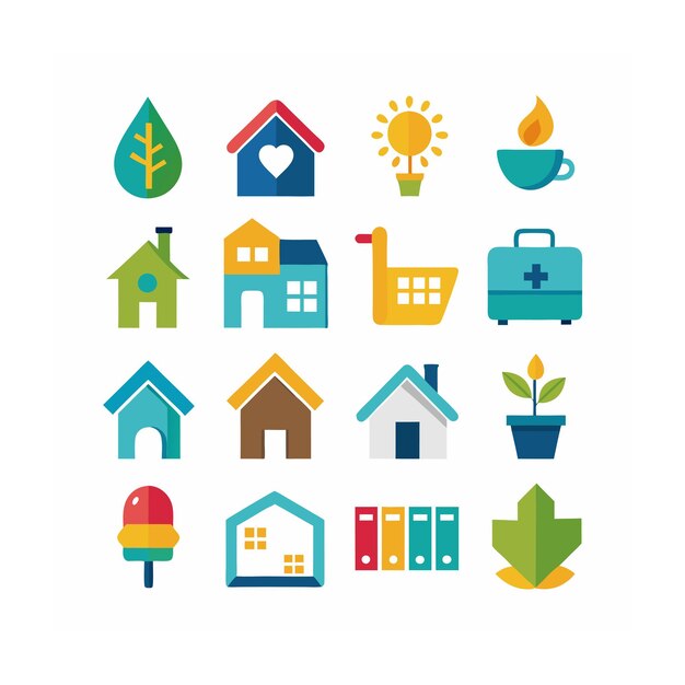 Ilustración vectorial del conjunto de iconos para el hogar y la vida