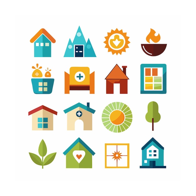 Ilustración vectorial del conjunto de iconos para el hogar y la vida