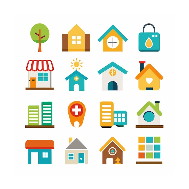 Ilustración vectorial del conjunto de iconos para el hogar y la vida