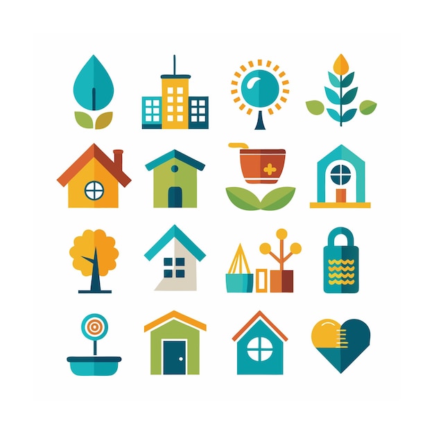 Ilustración vectorial del conjunto de iconos para el hogar y la vida