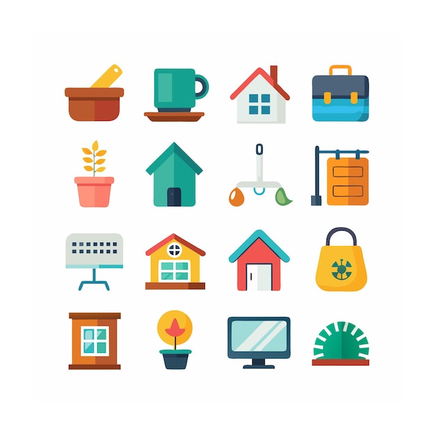 Ilustración vectorial del conjunto de iconos para el hogar y la vida