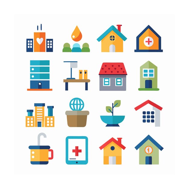 Ilustración vectorial del conjunto de iconos para el hogar y la vida
