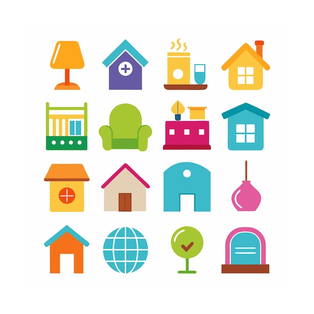 Ilustración vectorial del conjunto de iconos para el hogar y la vida