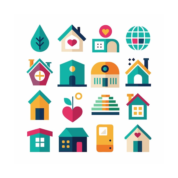 Ilustración vectorial del conjunto de iconos para el hogar y la vida