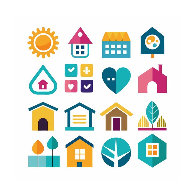 Ilustración vectorial del conjunto de iconos para el hogar y la vida