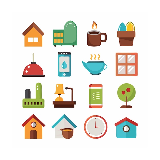 Ilustración vectorial del conjunto de iconos para el hogar y la vida