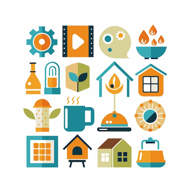 Ilustración vectorial del conjunto de iconos para el hogar y la vida