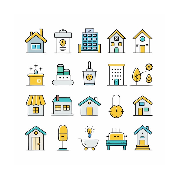 Ilustración vectorial del conjunto de iconos para el hogar y la vida