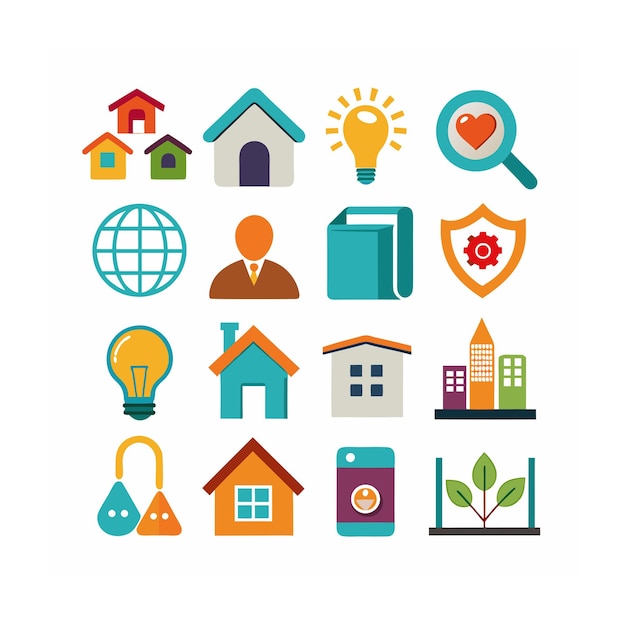 Ilustración vectorial del conjunto de iconos para el hogar y la vida