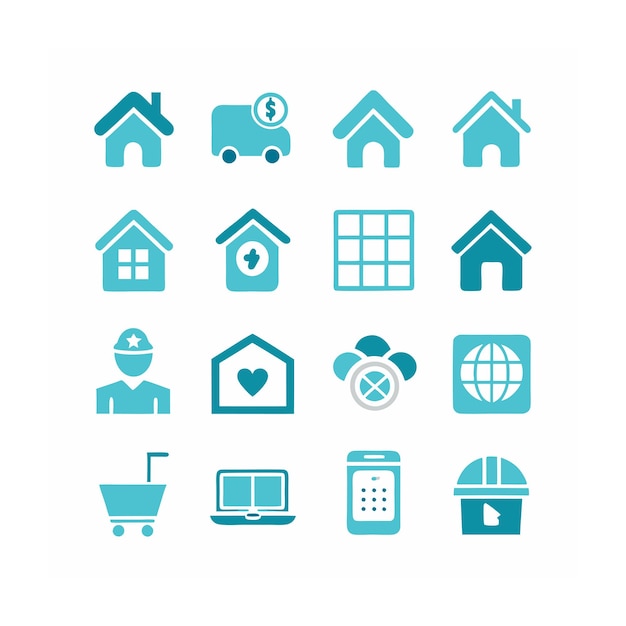 Ilustración vectorial del conjunto de iconos para el hogar y la vida