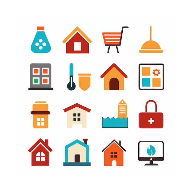 Ilustración vectorial del conjunto de iconos para el hogar y la vida