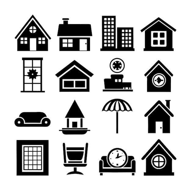 Ilustración vectorial del conjunto de iconos para el hogar y la vida