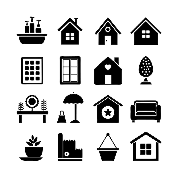 Ilustración vectorial del conjunto de iconos para el hogar y la vida
