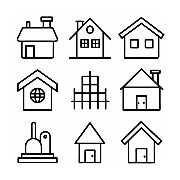 Ilustración vectorial del conjunto de iconos para el hogar y la vida