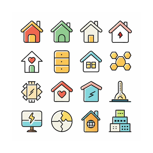 Ilustración vectorial del conjunto de iconos para el hogar y la vida