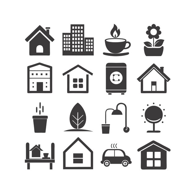 Ilustración vectorial del conjunto de iconos para el hogar y la vida