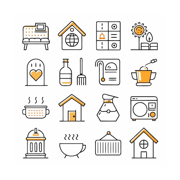 Ilustración vectorial del conjunto de iconos para el hogar y la vida