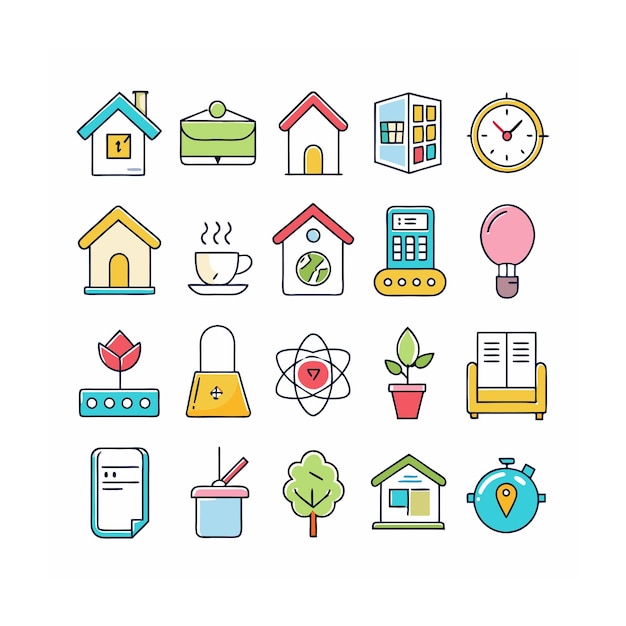 Ilustración vectorial del conjunto de iconos para el hogar y la vida