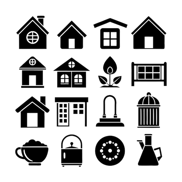 Ilustración vectorial del conjunto de iconos para el hogar y la vida