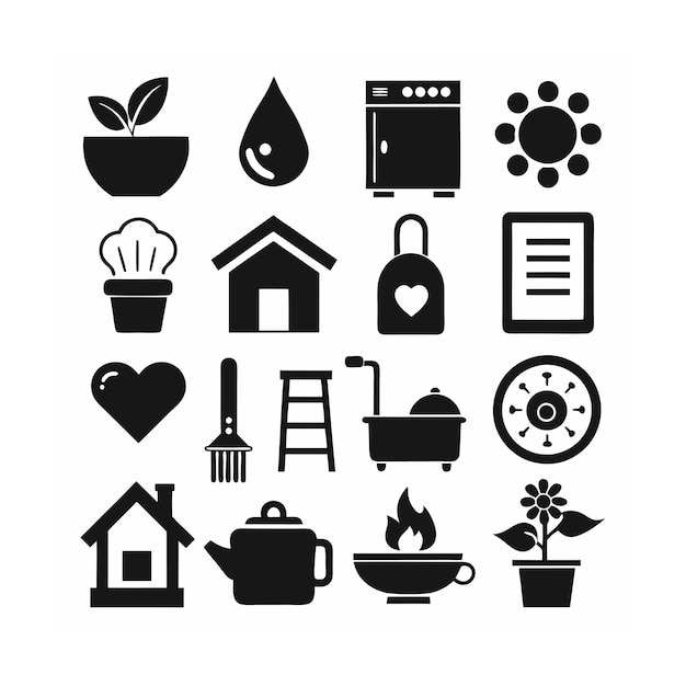 Ilustración vectorial del conjunto de iconos para el hogar y la vida