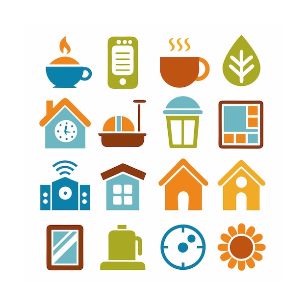 Ilustración vectorial del conjunto de iconos para el hogar y la vida