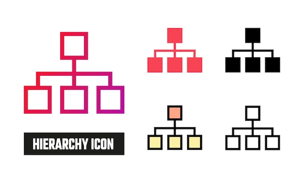 Ilustración vectorial del conjunto de iconos de jerarquía
