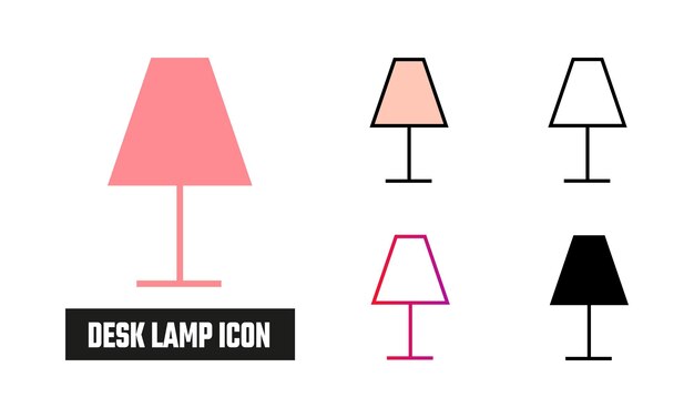 Ilustración vectorial del conjunto de iconos de la lámpara de escritorio