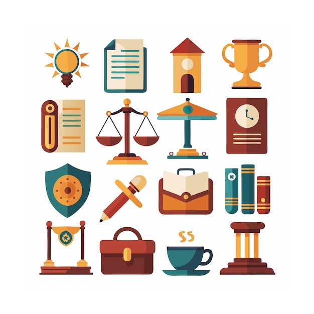 Ilustración vectorial del conjunto de iconos legales y legales