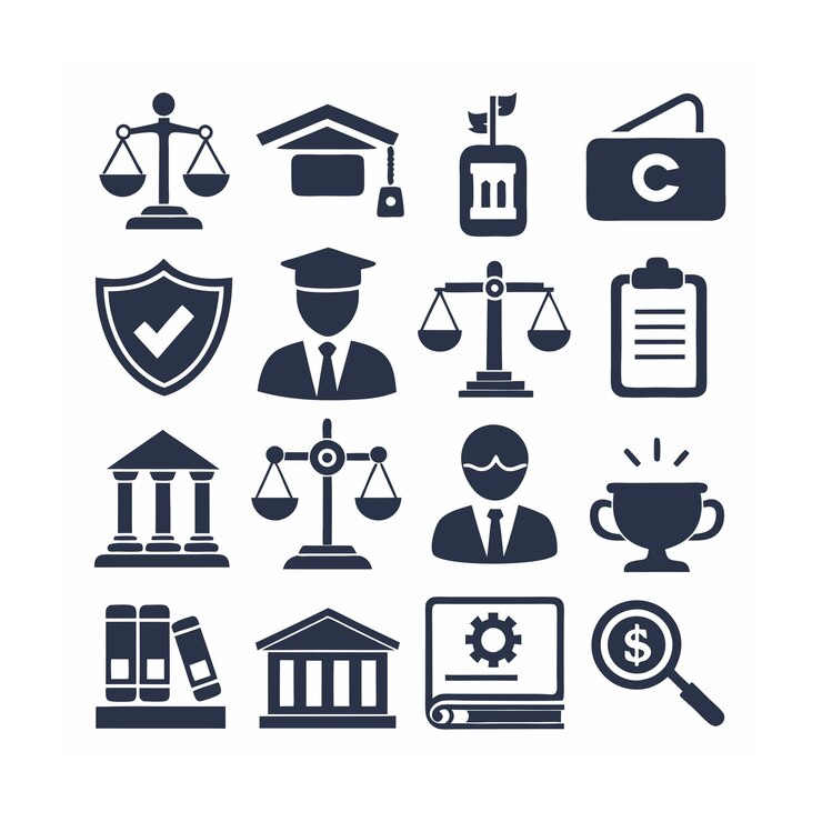 Ilustración vectorial del conjunto de iconos legales y legales