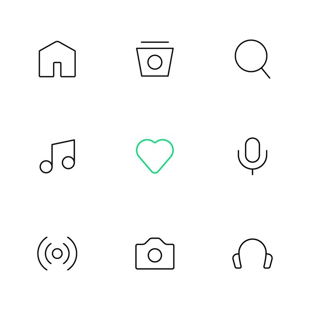 Ilustración vectorial del conjunto de íconos de línea