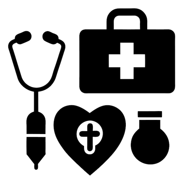 Ilustración vectorial del conjunto de iconos médicos y de atención médica