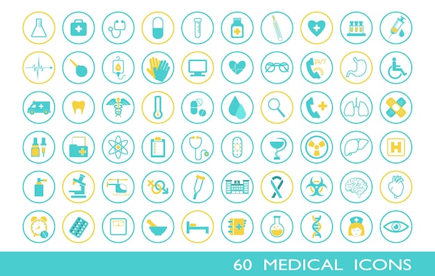 Vector ilustración vectorial de un conjunto de iconos médicos