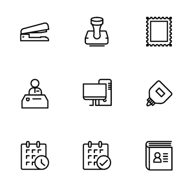 Ilustración vectorial del conjunto de iconos de oficina