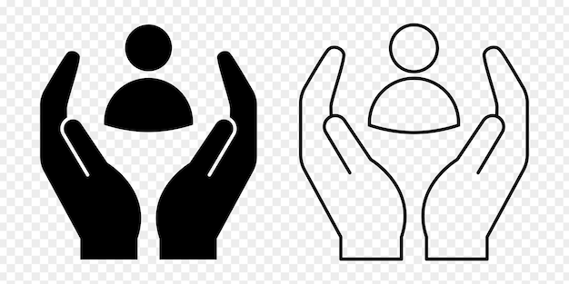 Ilustración vectorial del conjunto de íconos de Perfil en la mano aislados sobre un fondo transparente