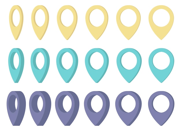 Ilustración vectorial del conjunto de iconos de pin de ubicación del mapa