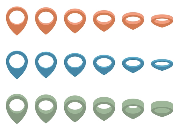 Ilustración vectorial del conjunto de iconos de pin de ubicación del mapa