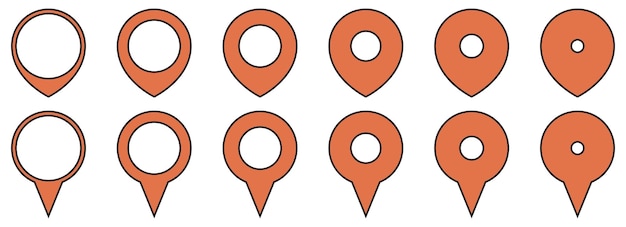 Ilustración vectorial del conjunto de iconos de pin de ubicación del mapa