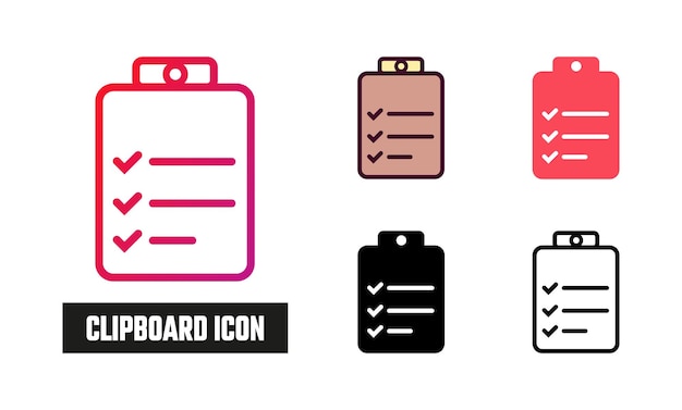 Ilustración vectorial del conjunto de iconos del portapapeles