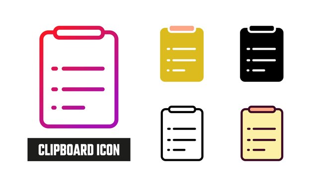 Ilustración vectorial del conjunto de iconos del portapapeles