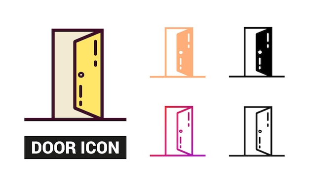 Ilustración vectorial del conjunto de iconos de la puerta