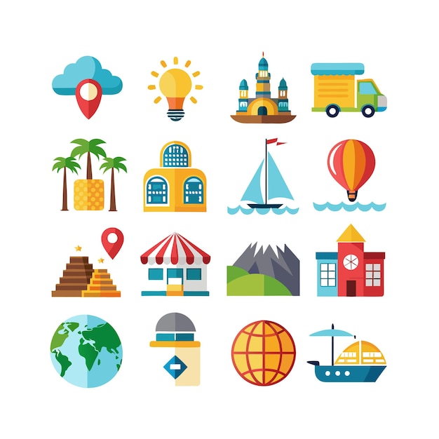 Ilustración vectorial de conjunto de iconos para sitios web y aplicaciones móviles de documentos de viaje