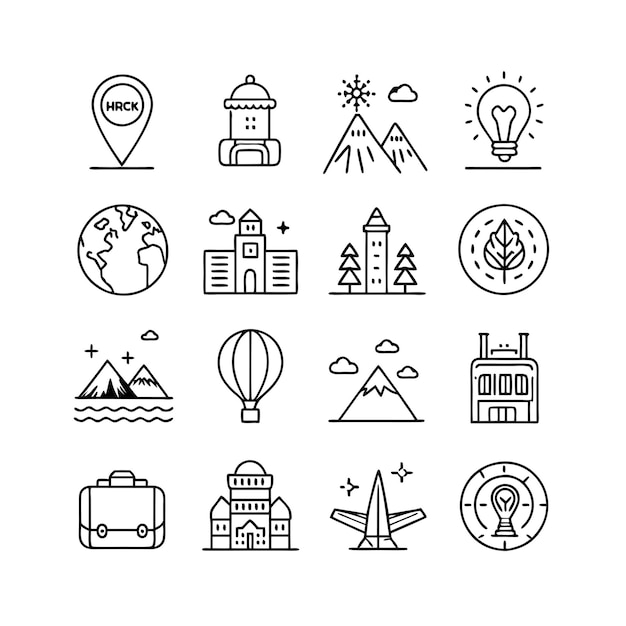Ilustración vectorial de conjunto de iconos para sitios web y aplicaciones móviles de documentos de viaje