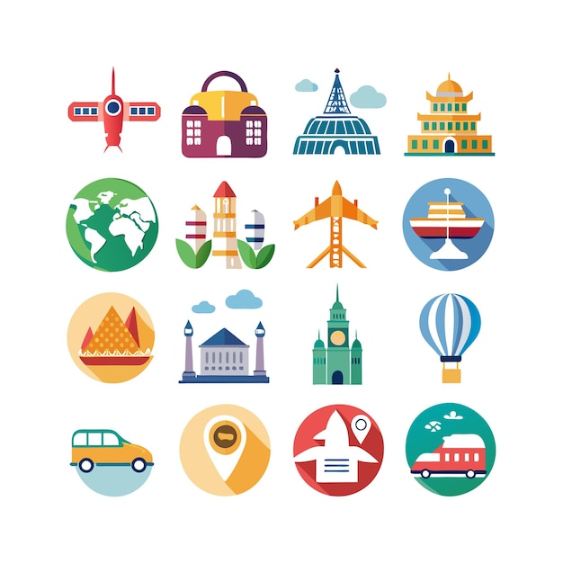 Ilustración vectorial de conjunto de iconos para sitios web y aplicaciones móviles de documentos de viaje