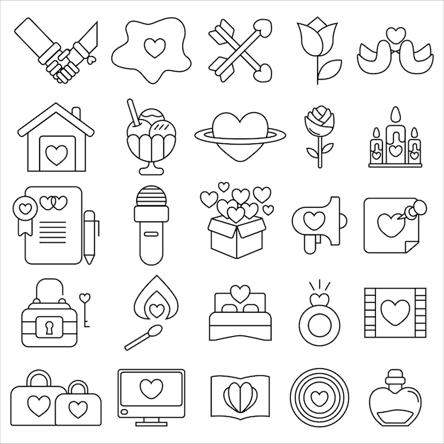 Ilustración vectorial del conjunto de iconos de Valentine
