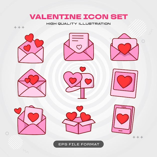 Ilustración vectorial del conjunto de iconos de Valentine